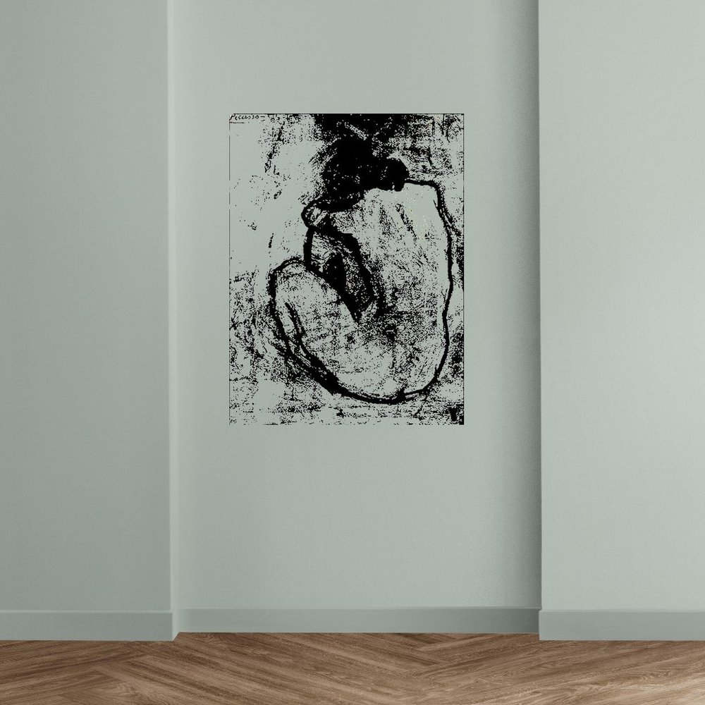 WALL DECAL ~ Pablo Picasso “Blue Nude” (c. 1902) ~ Black Matte/Transparent